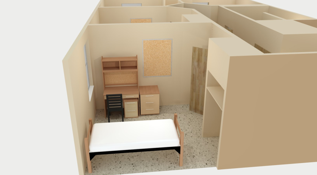 College Ave. Hall single room rendering