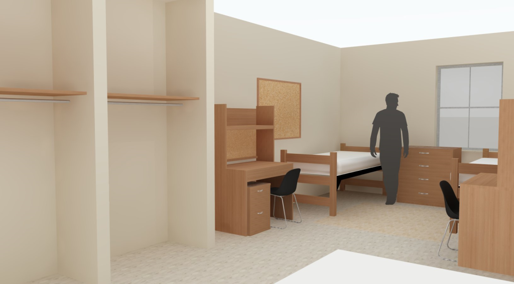Center hall double room rendering