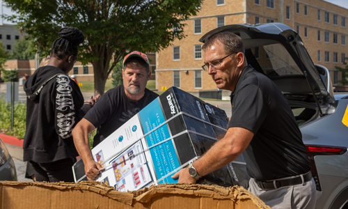 Student moving out of campus.