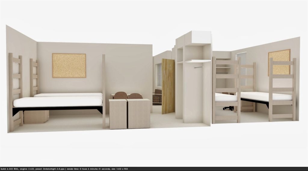 floorplan of double suite with living room