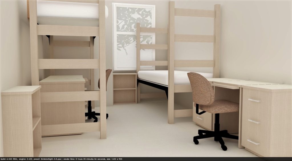 floorplan of double suite with living room