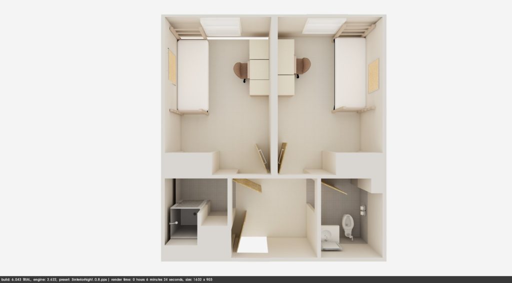 floorplan of single suite in responsibility hall